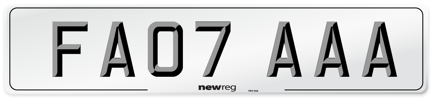 FA07 AAA Number Plate from New Reg